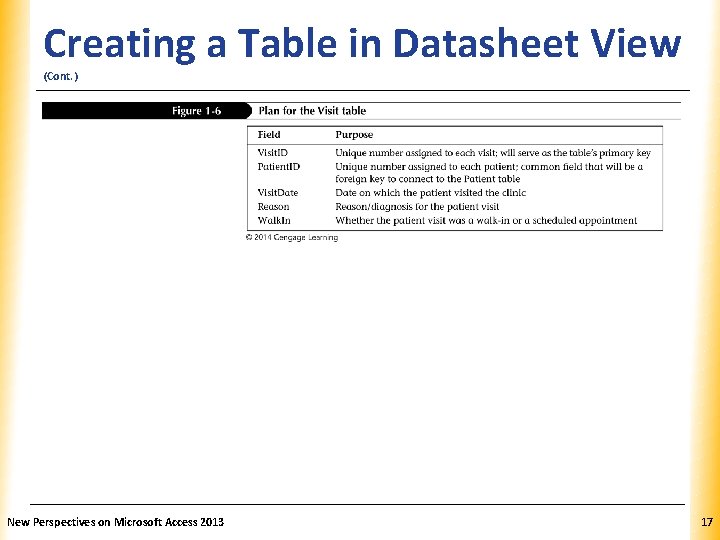 Creating a Table in Datasheet View XP (Cont. ) New Perspectives on Microsoft Access