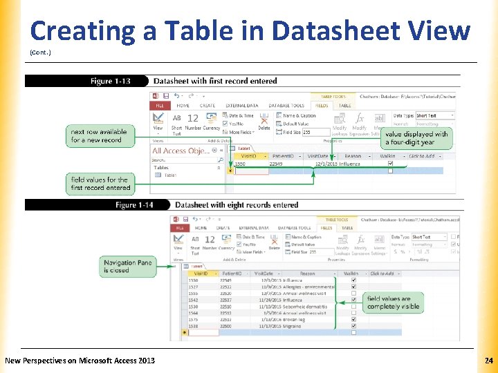 XP Creating a Table in Datasheet View (Cont. ) New Perspectives on Microsoft Access
