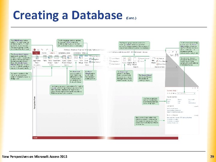 Creating a Database New Perspectives on Microsoft Access 2013 (Cont. ) XP 29 