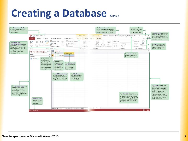 Creating a Database New Perspectives on Microsoft Access 2013 (Cont. ) XP 7 