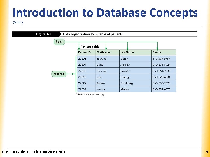 Introduction to Database Concepts XP (Cont. ) New Perspectives on Microsoft Access 2013 9