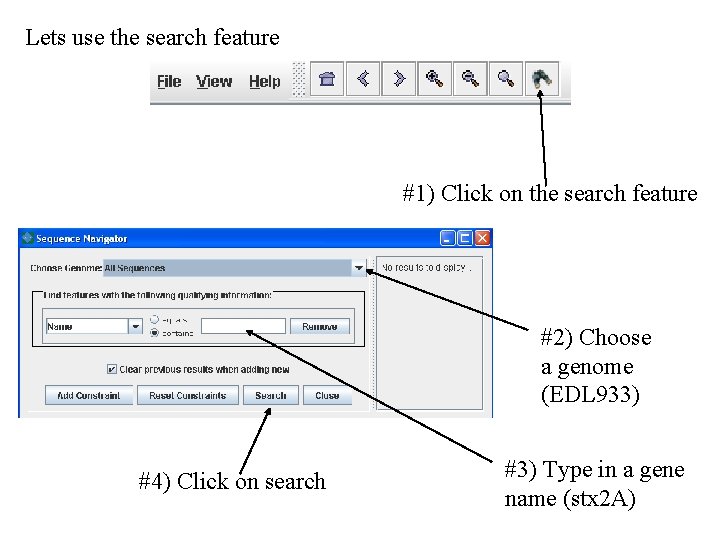 Lets use the search feature #1) Click on the search feature #2) Choose a