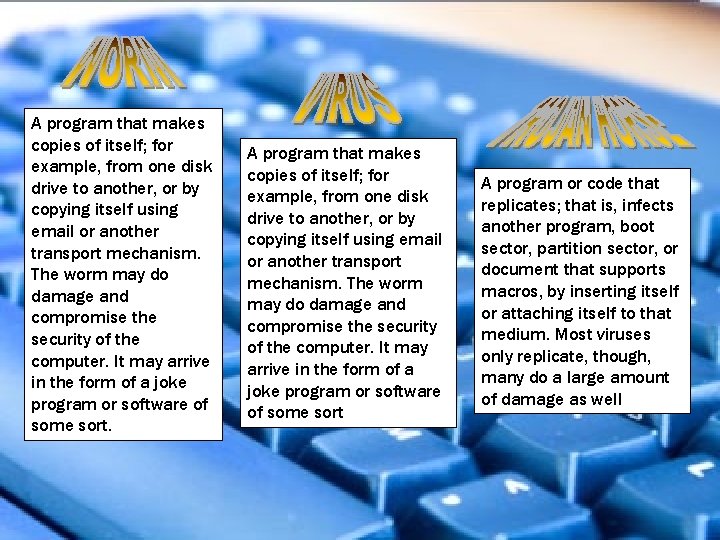 A program that makes copies of itself; for example, from one disk drive to