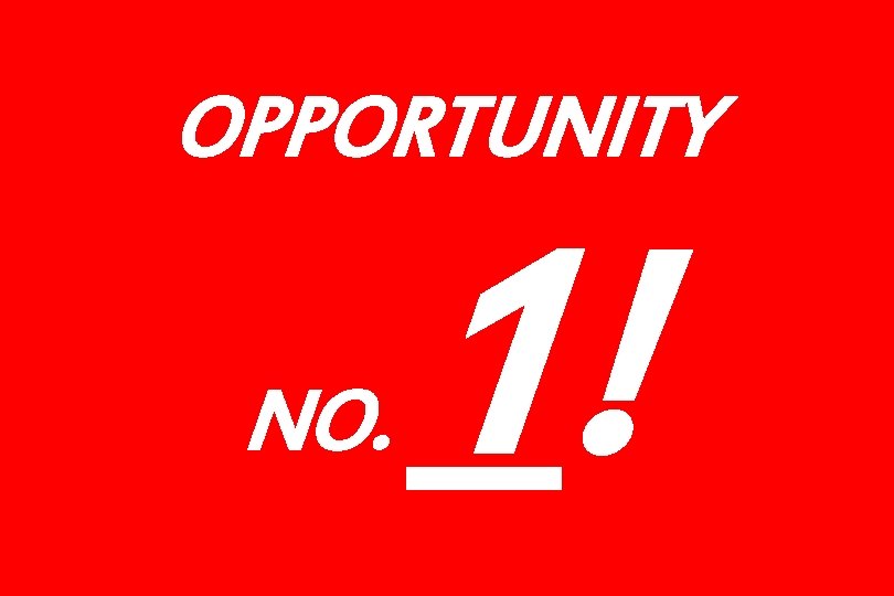 OPPORTUNITY NO. 1! 