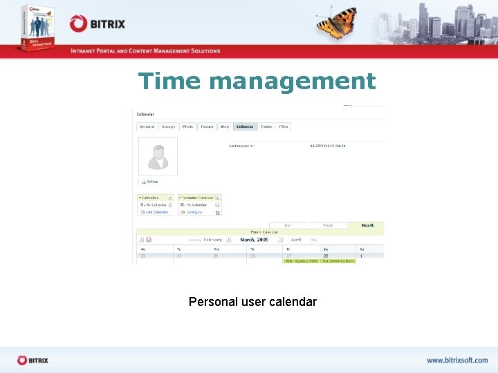 Time management Personal user calendar 