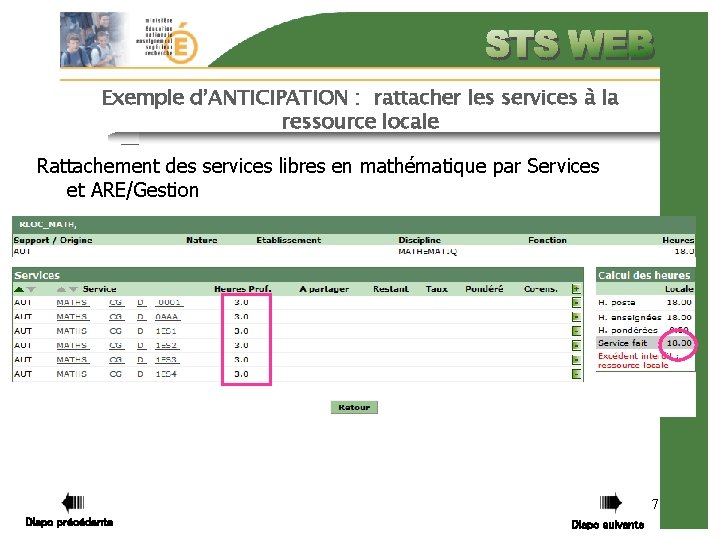 Exemple d’ANTICIPATION : rattacher les services à la ressource locale Rattachement des services libres