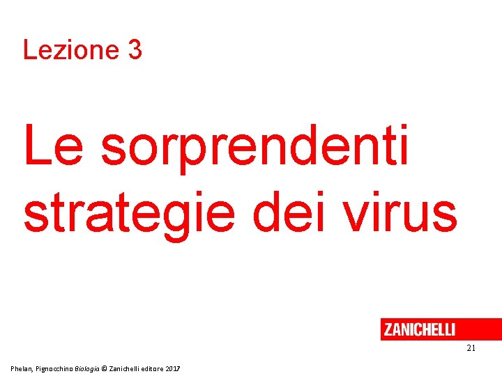 Lezione 3 Le sorprendenti strategie dei virus 21 Phelan, Pignocchino Biologia © Zanichelli editore