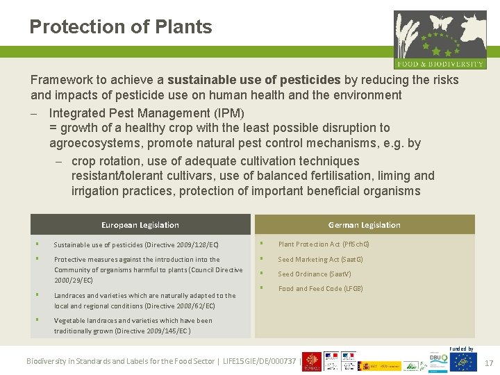 Protection of Plants Framework to achieve a sustainable use of pesticides by reducing the