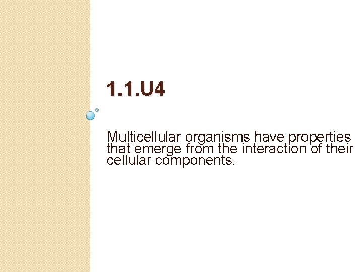 1. 1. U 4 Multicellular organisms have properties that emerge from the interaction of