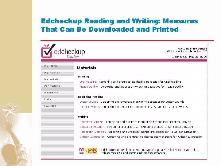 Edcheckup Reading and Writing: Measures That Can Be Downloaded and Printed 