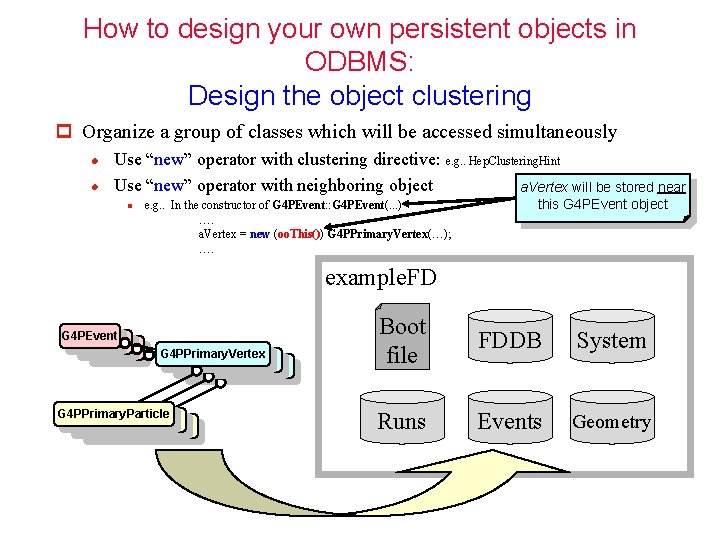 How to design your own persistent objects in ODBMS: Design the object clustering p