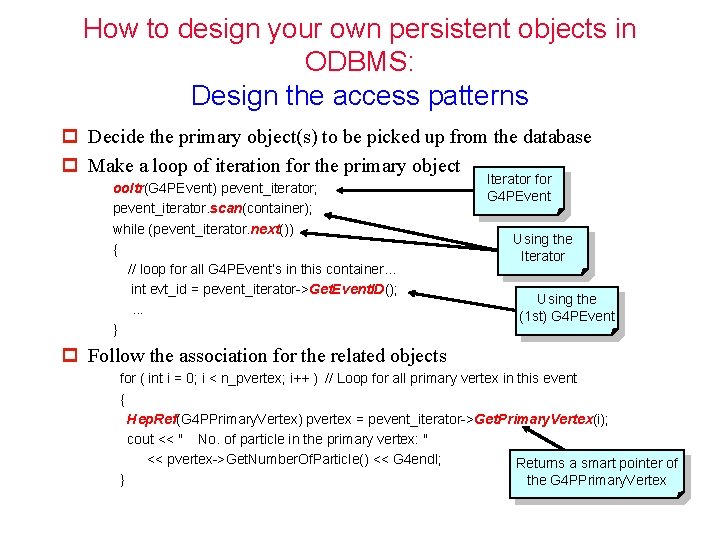How to design your own persistent objects in ODBMS: Design the access patterns p