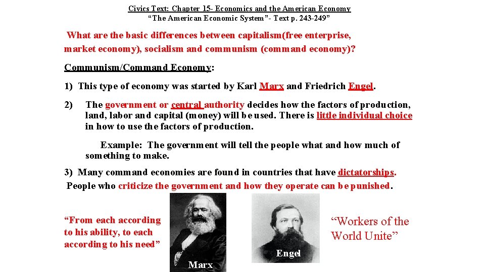 Civics Text: Chapter 15 - Economics and the American Economy “The American Economic System”-