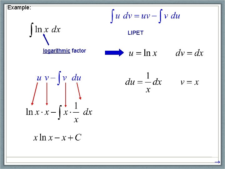 Example: LIPET logarithmic factor 