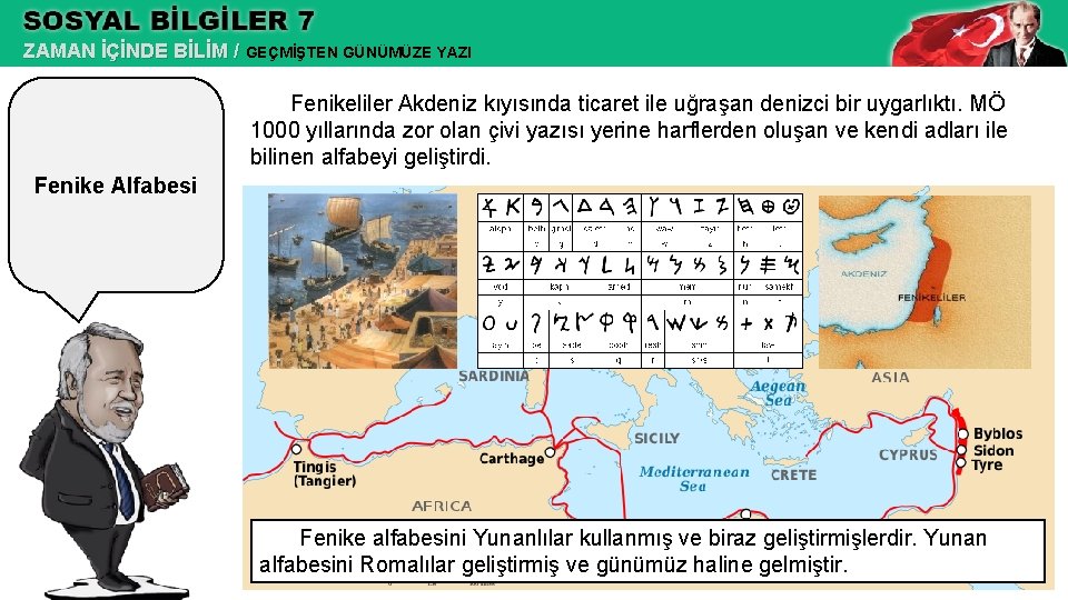 ZAMAN İÇİNDE BİLİM / GEÇMİŞTEN GÜNÜMÜZE YAZI Fenikeliler Akdeniz kıyısında ticaret ile uğraşan denizci