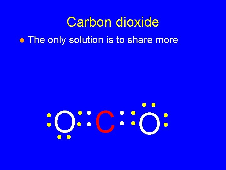 Carbon dioxide l The only solution is to share more O C O 