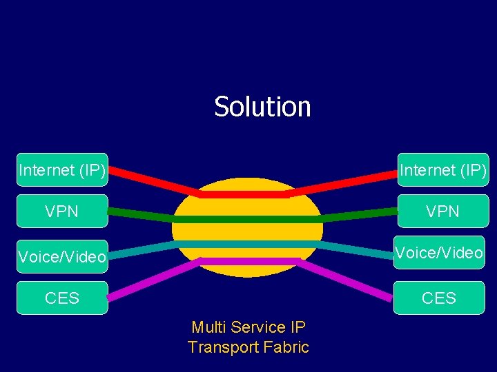 Solution Internet (IP) VPN Voice/Video CES Multi Service IP Transport Fabric 