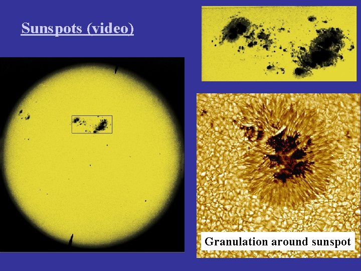 Sunspots (video) Granulation around sunspot 