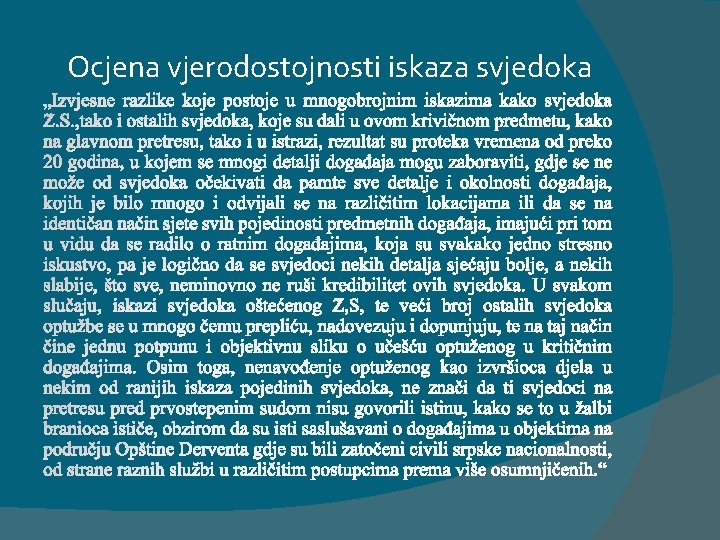 Ocjena vjerodostojnosti iskaza svjedoka 