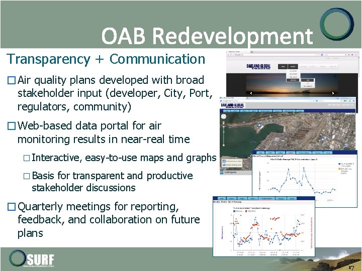 OAB Redevelopment Transparency + Communication �Air quality plans developed with broad stakeholder input (developer,