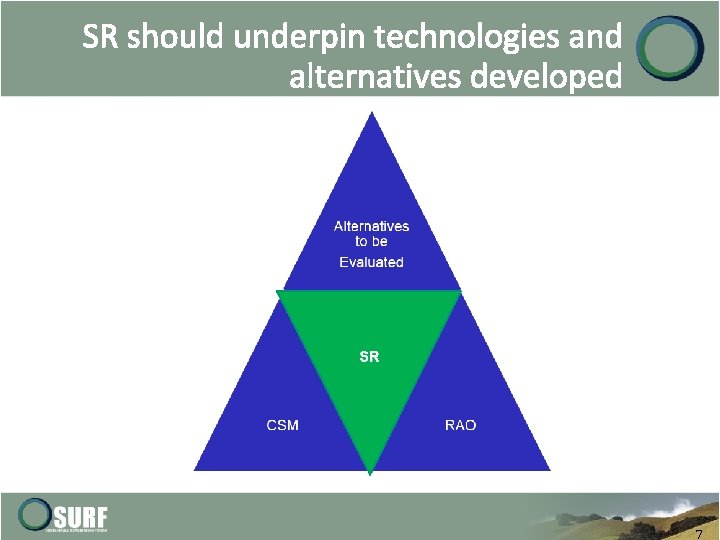 SR should underpin technologies and alternatives developed 7 