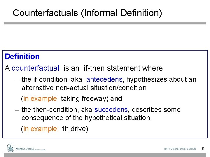 Counterfactuals (Informal Definition) Definition A counterfactual is an if-then statement where – the if-condition,