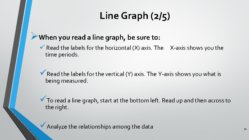 Line Graph (2/5) ØWhen you read a line graph, be sure to: ü Read Line Graph (2/5) ØWhen you read a line graph, be sure to: ü Read