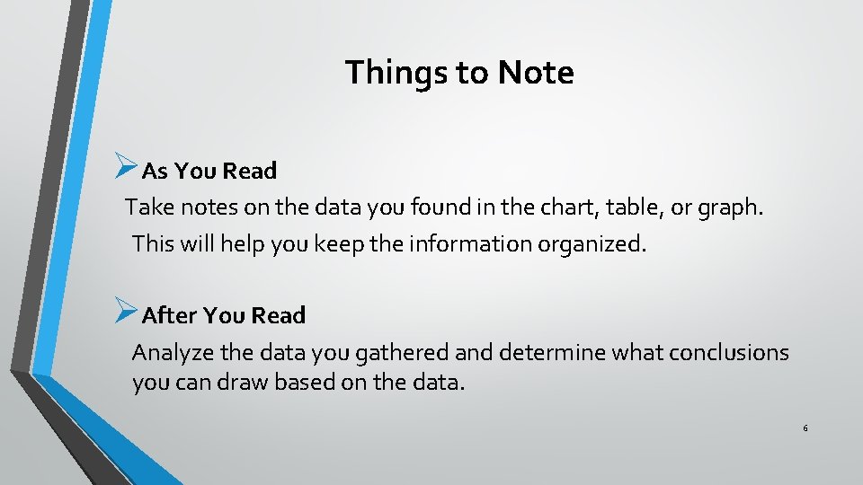 Things to Note ØAs You Read Take notes on the data you found in Things to Note ØAs You Read Take notes on the data you found in