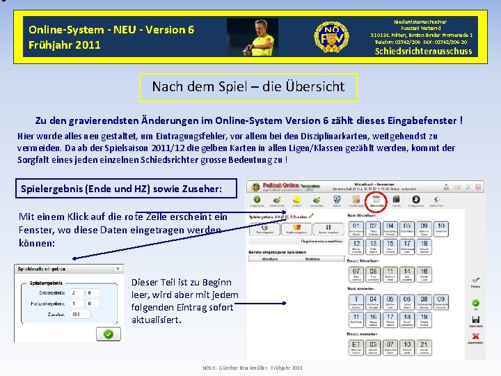Niederösterreichischer Fussball Verband 3101 St. Pölten, Bimbo-Binder Promenade 1 Telefon: 02742/206 FAX: 02742/206 -20