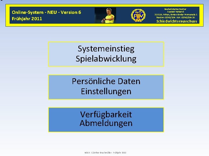 Niederösterreichischer Fussball Verband 3101 St. Pölten, Bimbo-Binder Promenade 1 Telefon: 02742/206 FAX: 02742/206 -20