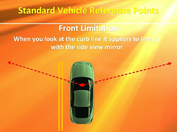 Standard Vehicle Reference Points Front Limitation When you look at the curb line it