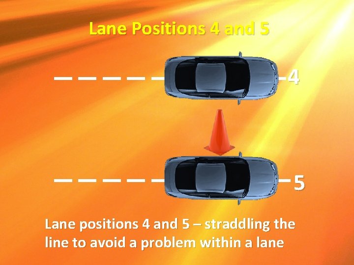 Lane Positions 4 and 5 4 5 Lane positions 4 and 5 – straddling