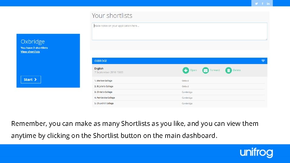 Remember, you can make as many Shortlists as you like, and you can view