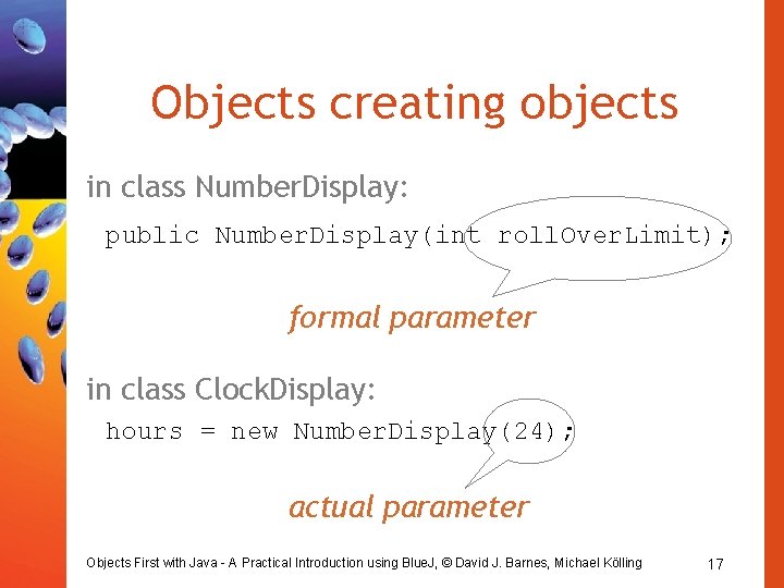 Objects creating objects in class Number. Display: public Number. Display(int roll. Over. Limit); formal
