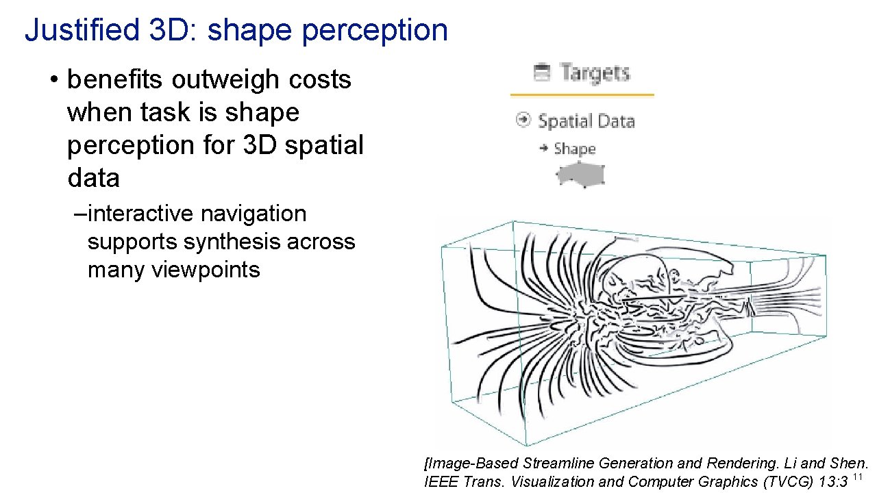 Justified 3 D: shape perception • benefits outweigh costs when task is shape perception