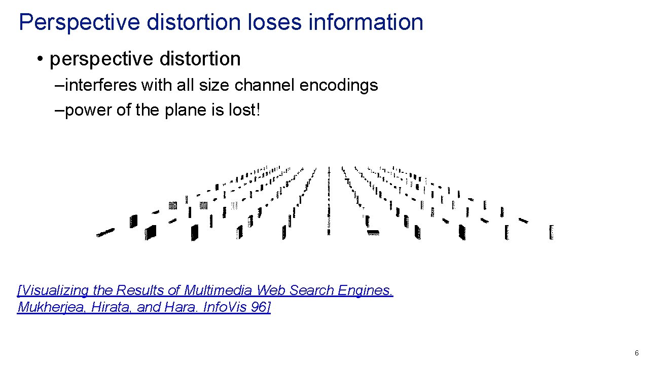 Perspective distortion loses information • perspective distortion – interferes with all size channel encodings