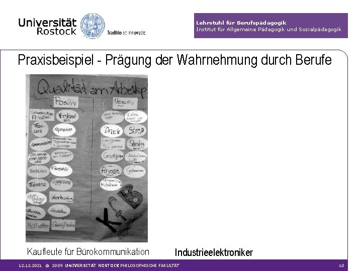 Lehrstuhl für Berufspädagogik Institut für Allgemeine Pädagogik und Sozialpädagogik Praxisbeispiel - Prägung der Wahrnehmung