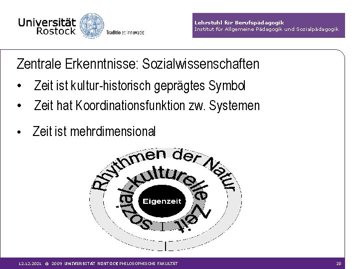 Lehrstuhl für Berufspädagogik Institut für Allgemeine Pädagogik und Sozialpädagogik Zentrale Erkenntnisse: Sozialwissenschaften • Zeit