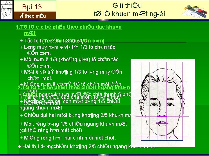 Bµi 13 vÏ theo mÉu Giíi thiÖu tØ lÖ khu «n mÆt ng êi