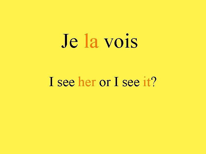 Je la vois I see her or I see it? 