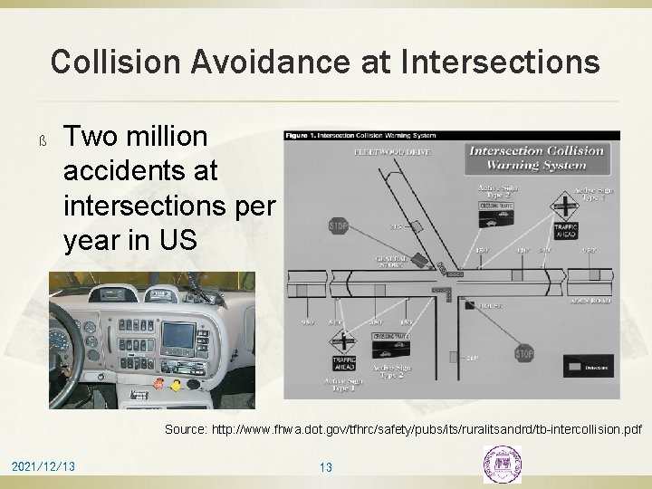 Collision Avoidance at Intersections ß Two million accidents at intersections per year in US