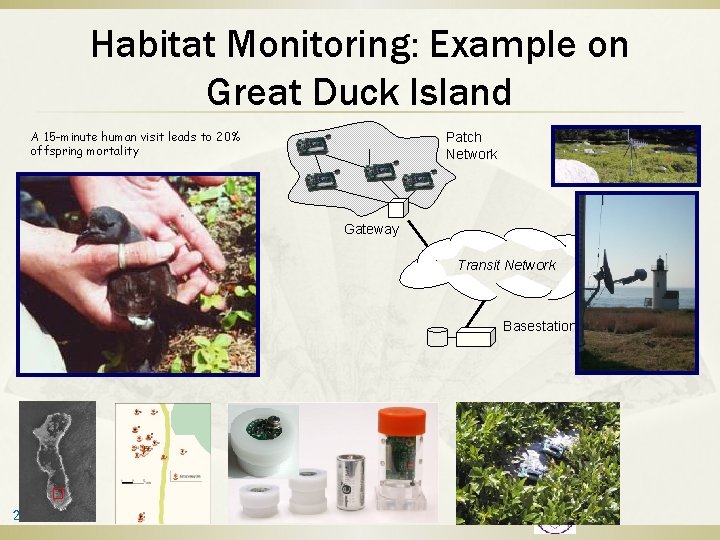 Habitat Monitoring: Example on Great Duck Island A 15 -minute human visit leads to