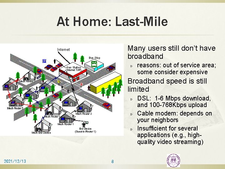 At Home: Last-Mile ß Many users still don’t have broadband Þ ß Broadband speed