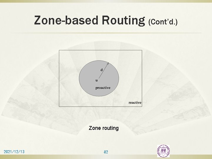 Zone-based Routing (Cont’d. ) Zone routing 2021/12/13 82 