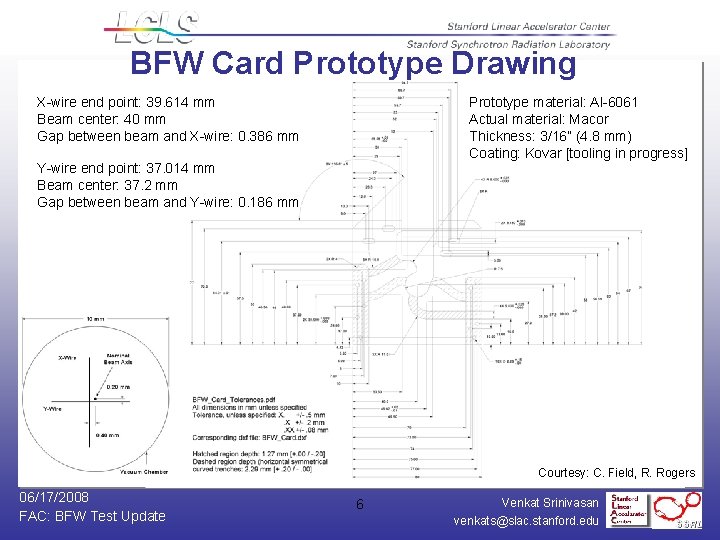 BFW Card Prototype Drawing X-wire end point: 39. 614 mm Beam center: 40 mm
