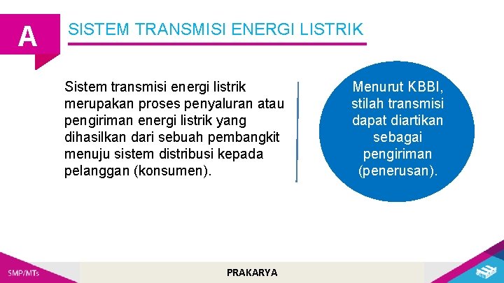 A SISTEM TRANSMISI ENERGI LISTRIK Sistem transmisi energi listrik merupakan proses penyaluran atau pengiriman