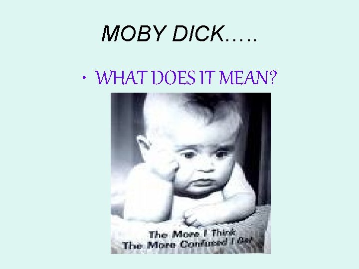 MOBY DICK…. . • WHAT DOES IT MEAN? 