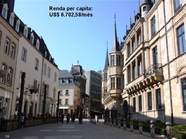 Renda per capita: US$ 6. 702, 58/mês 24 