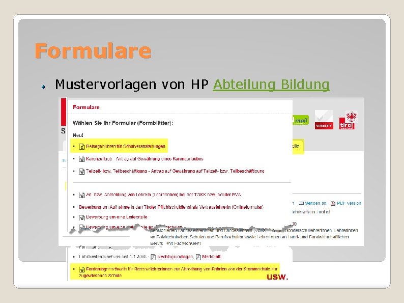 Formulare Mustervorlagen von HP Abteilung Bildung 