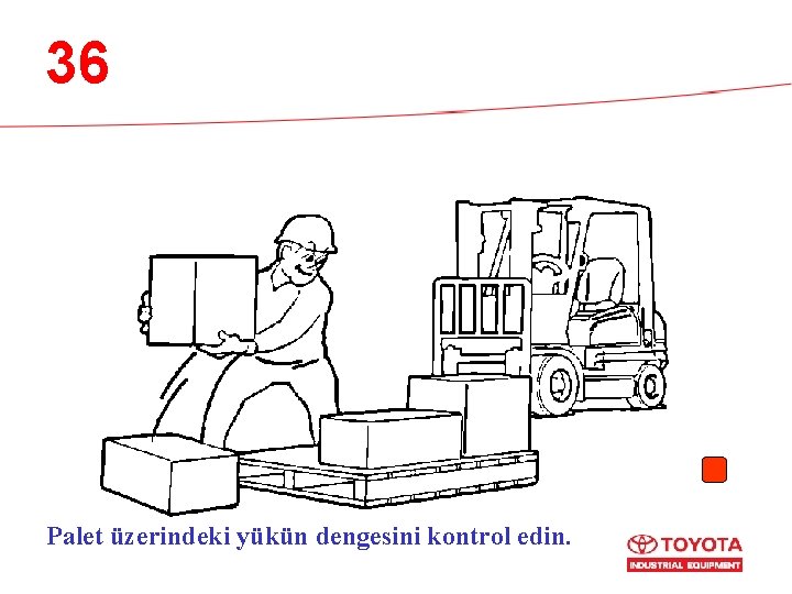 36 Palet üzerindeki yükün dengesini kontrol edin. 